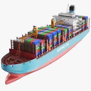 3D Detailed Container Ship Bulk Carrier