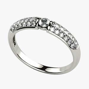 3D Bar Setting 3mm Diamond Fashion Gold Ring