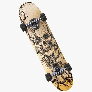 Skateboard Bamboo Skull 3D model
