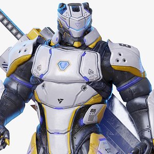3D Low Poly - Cybernetic Soldier Cindaku