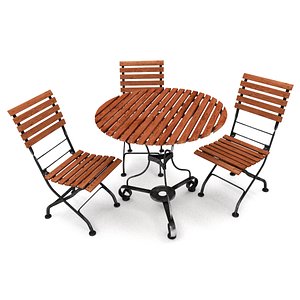 garden table chair furniture 3d model