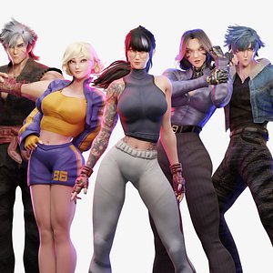 STYLIZED FIGHTING GAME CHARACTERS - BUNDLE EDITION 3D model