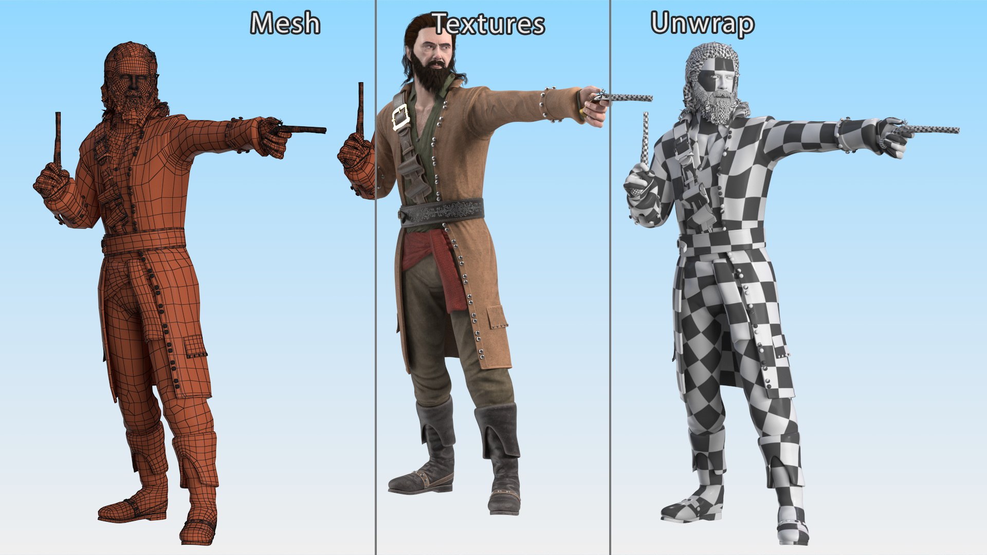 3D Rogue Pirate Man with Pistols model https://p.turbosquid.com/ts-thumb/Je/F1wghq/YO/roguepiratemanwithpistols3dsmodel015/jpg/1708566177/1920x1080/fit_q87/58288f58654e64722cee0dfcd9d47ab6fed1fc12/roguepiratemanwithpistols3dsmodel015.jpg