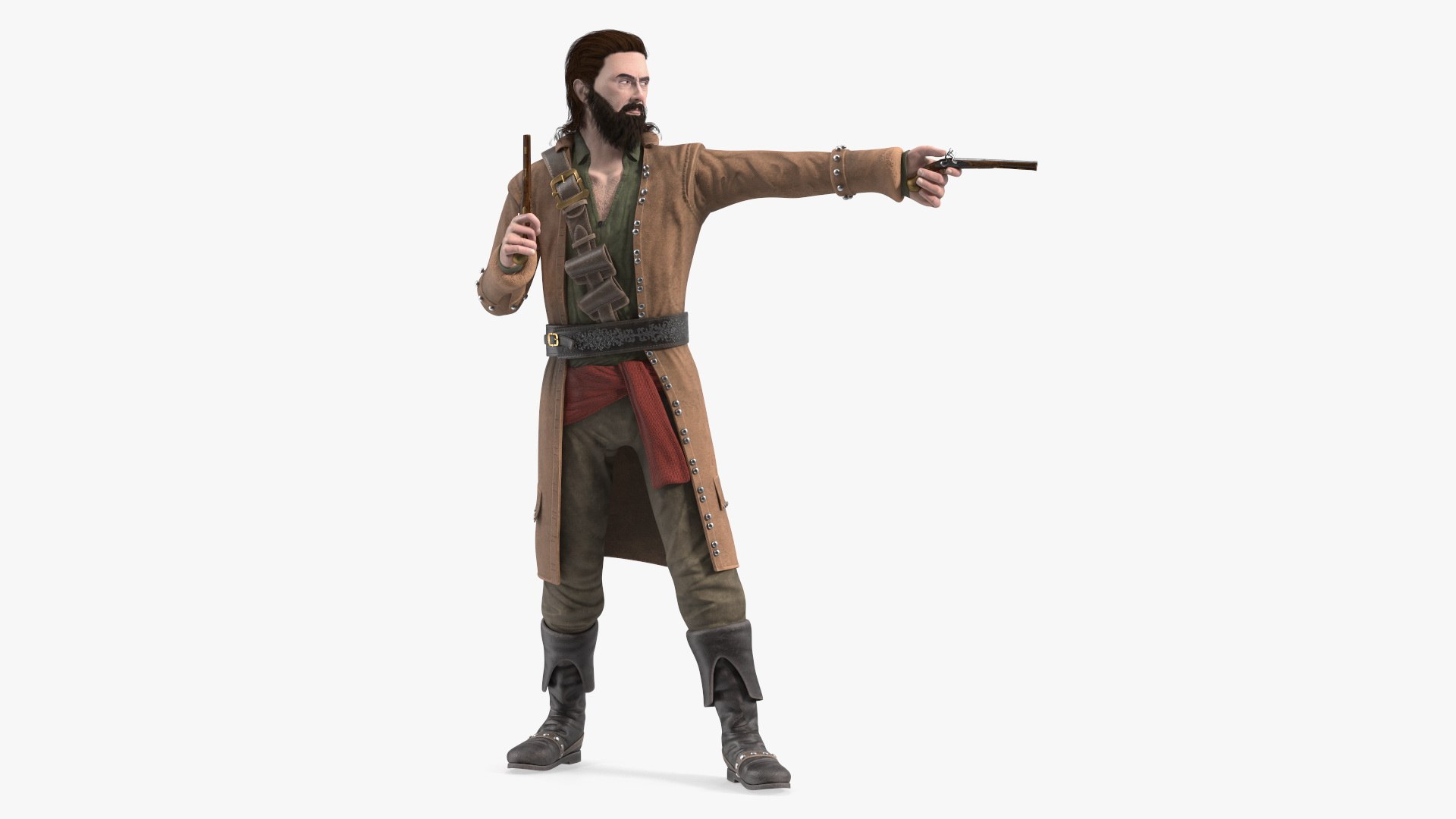 Rogue Pirate Man with Pistols 3D model preview