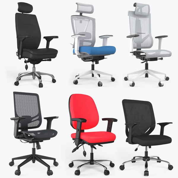 3D Six Modern Office chair Collection 8K PBR Textures