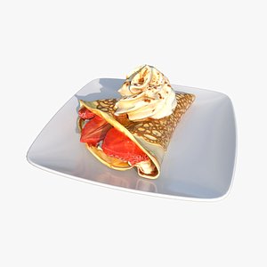 3D Strawberry  Crepes  with Yogurt Cream