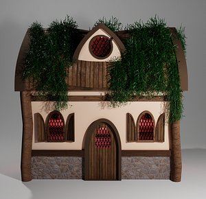 3D model Tiny Garden House with moss