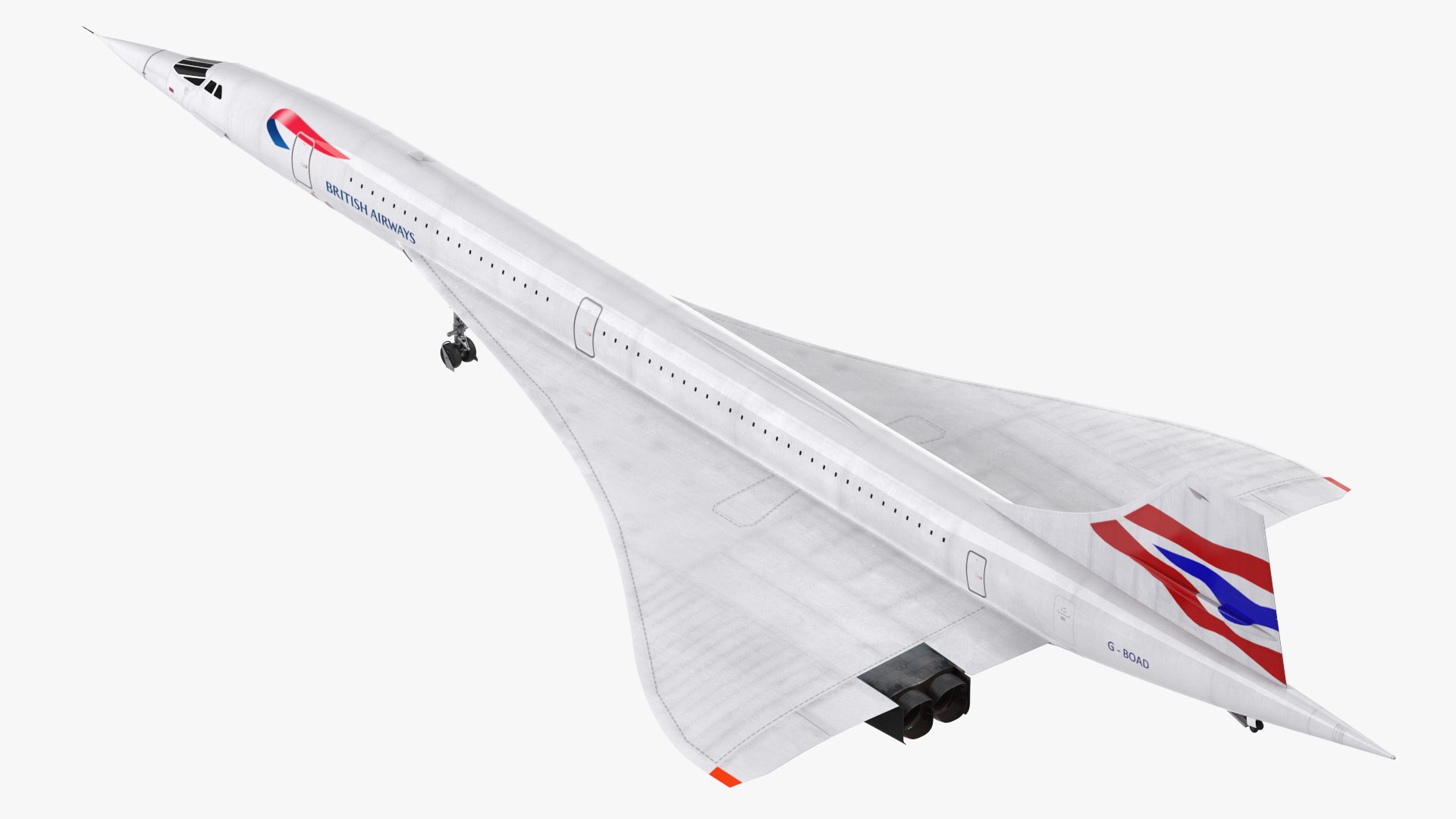 Concorde Supersonic Passenger Jet Airliner British Airways 3D model preview