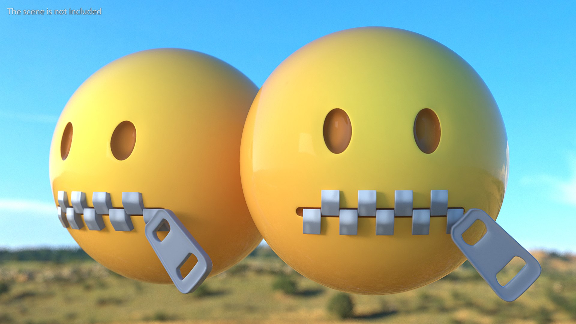 Zipper Mouth Emoji 3D model preview