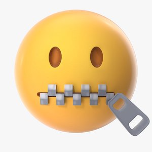 zipper mouth emoji 3D model