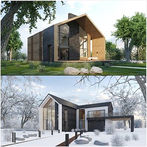 Cabin House Exterior and Interior Bundle