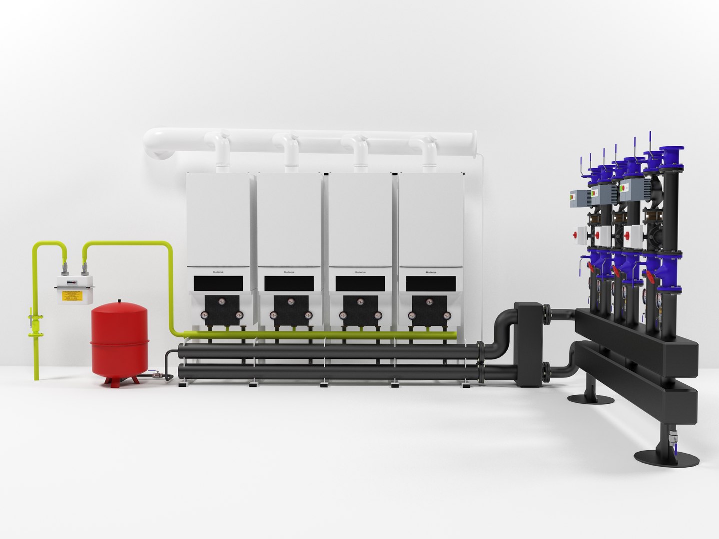 Gb162 Bosch Buderus Boiler Buderus Gb162-100 400kw Cascade 3D