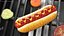 Hot Dog with Ketchup Mustard Zigzag