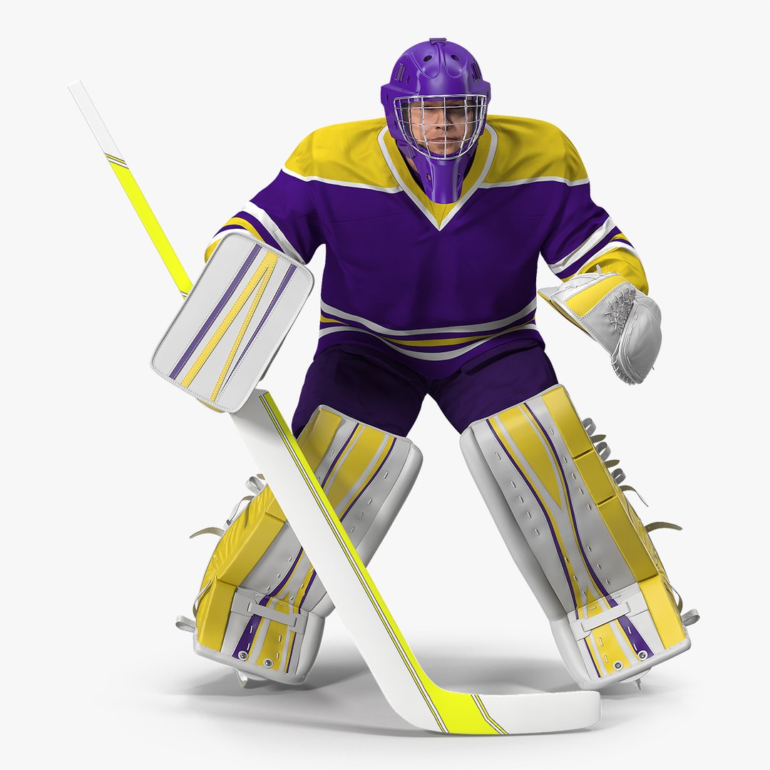 Hockey Goalkeeper Fully Equipped Attention Pose 3D model preview