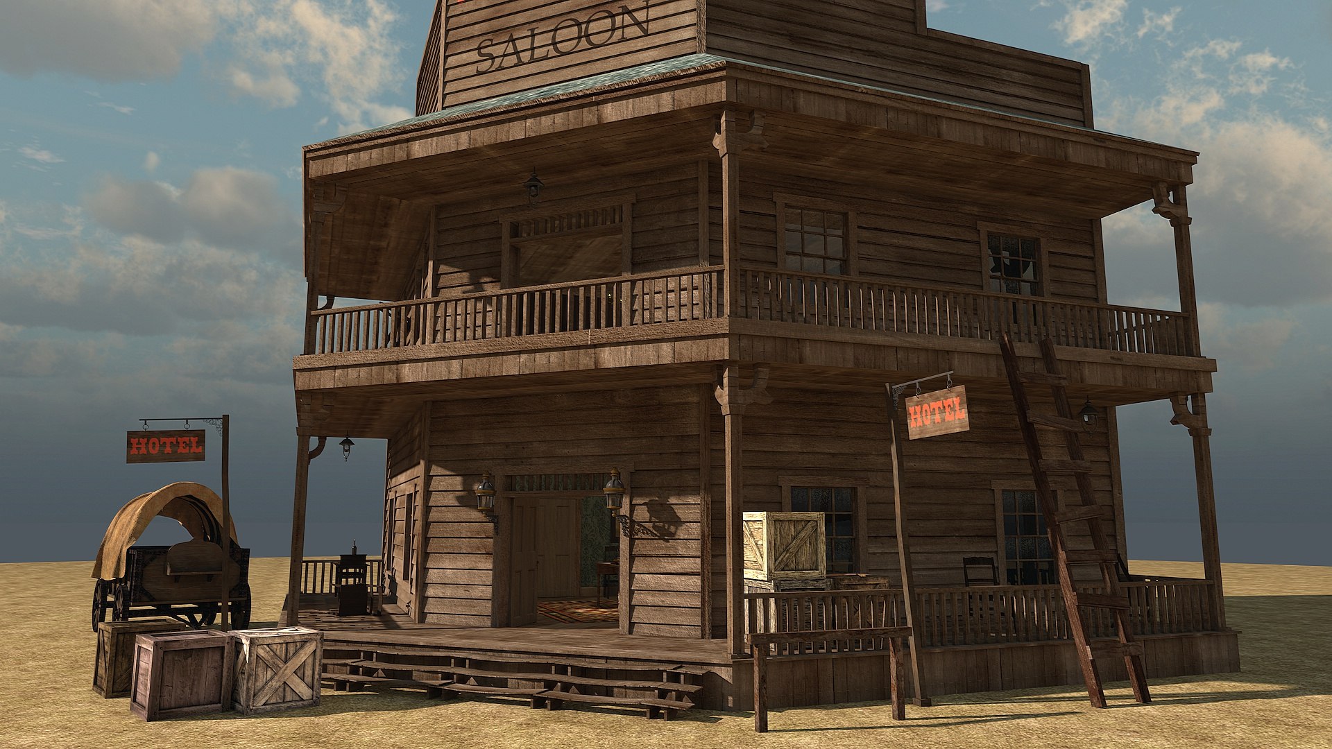 3D Wild West Hotel Model - TurboSquid 2232504