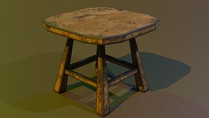 A wooden chair with scuffs and abrasions