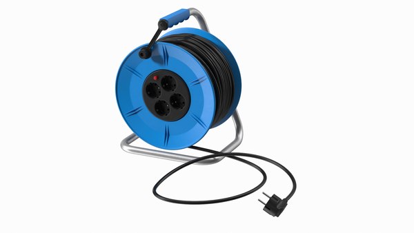 3D Retractable Extension Cord Reel with Electric Outlets model