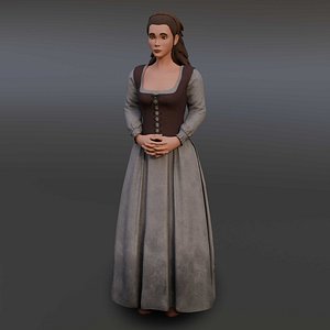 Stylized Medieval Female Villager Pack  4 Rigged Characters 3D model