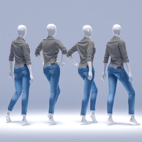 Set female jeans 3D model - TurboSquid 1159375