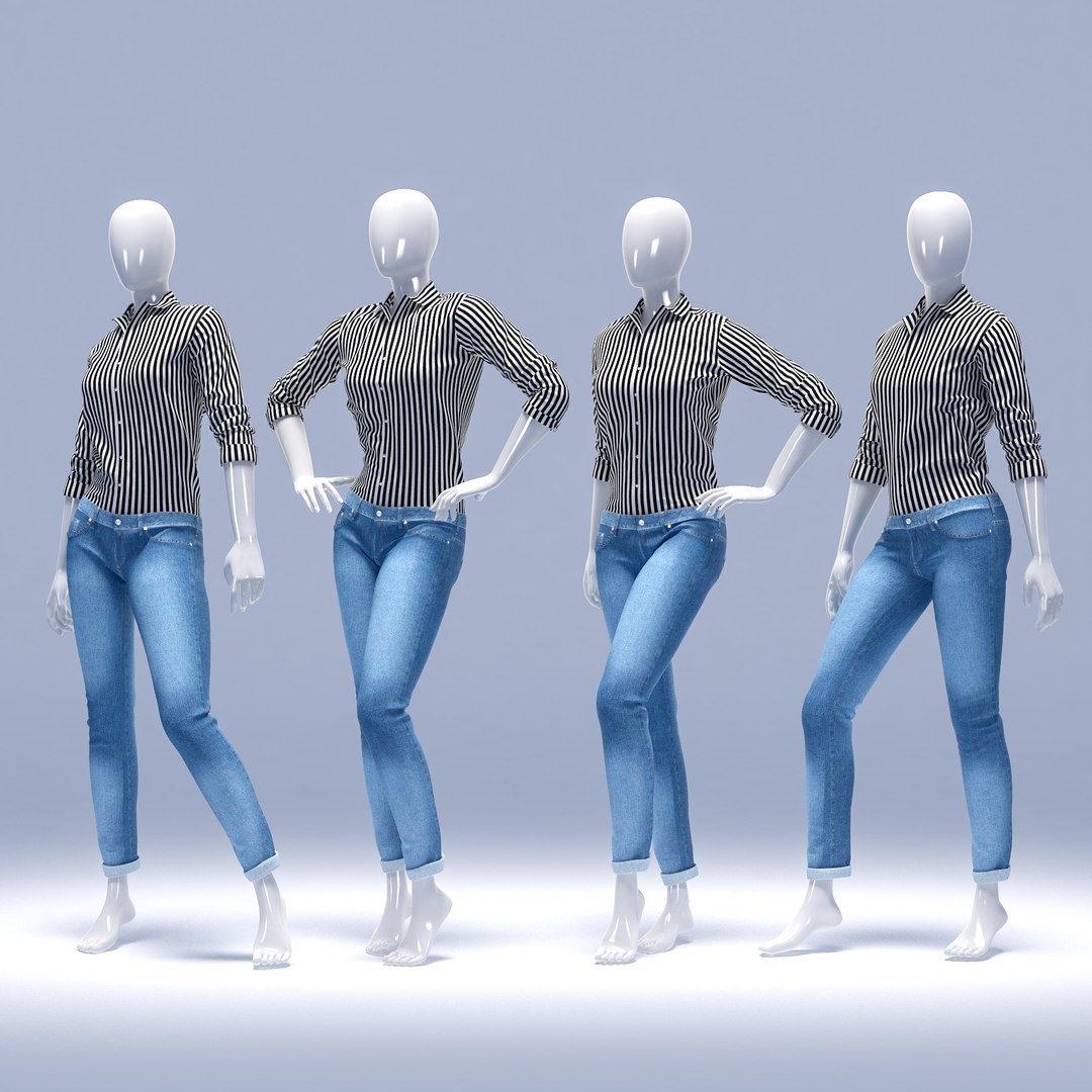 Set Female Jeans 3D Model - TurboSquid 1159375