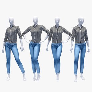 set female jeans 3D model