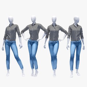 Female jeans set 2 3D model