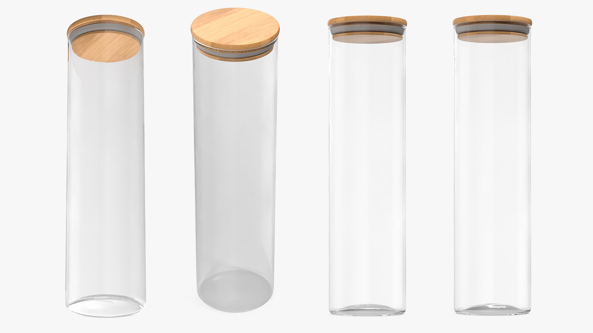 Glass Food Storage Jar with Bamboo Lid 3D model preview