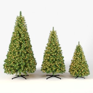 3D model Christmas Tree With Lights Set 1