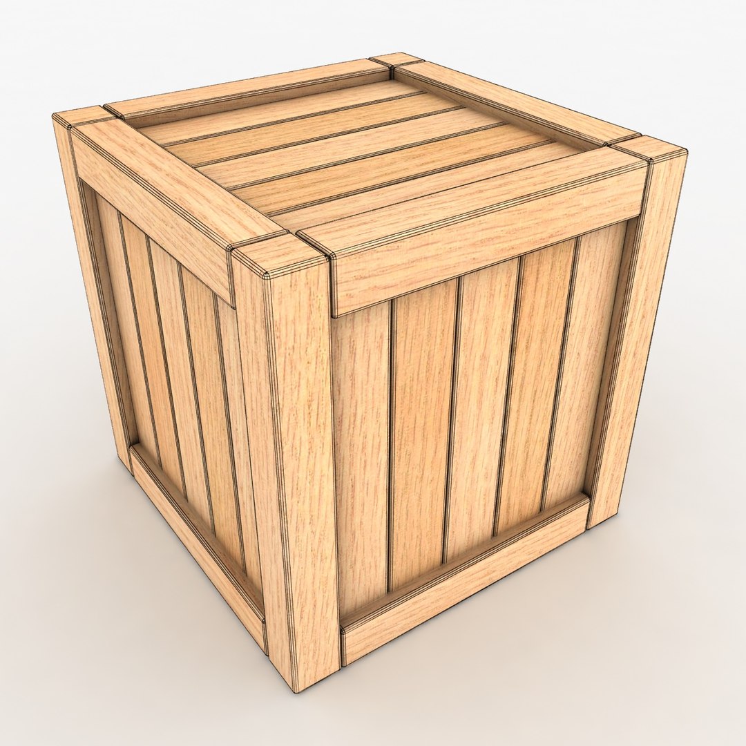 3d Realistic Wooden Box 01 Model