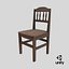 Vecchia sedia in legno 3 Low-poly PBR