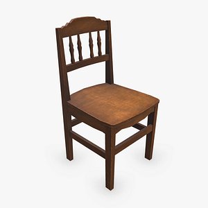 Old Wooden Chair 3 Low-poly PBR