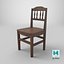Vecchia sedia in legno 3 Low-poly PBR