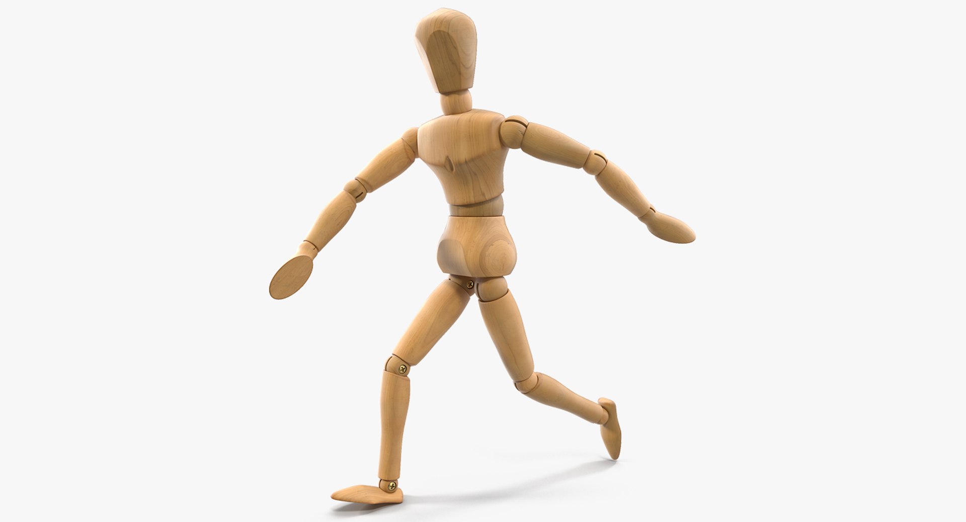 Wooden Dummy Toy Running Pose 3D Model 3D model preview