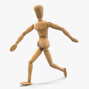Wooden Dummy Toy Running Pose 3D Model