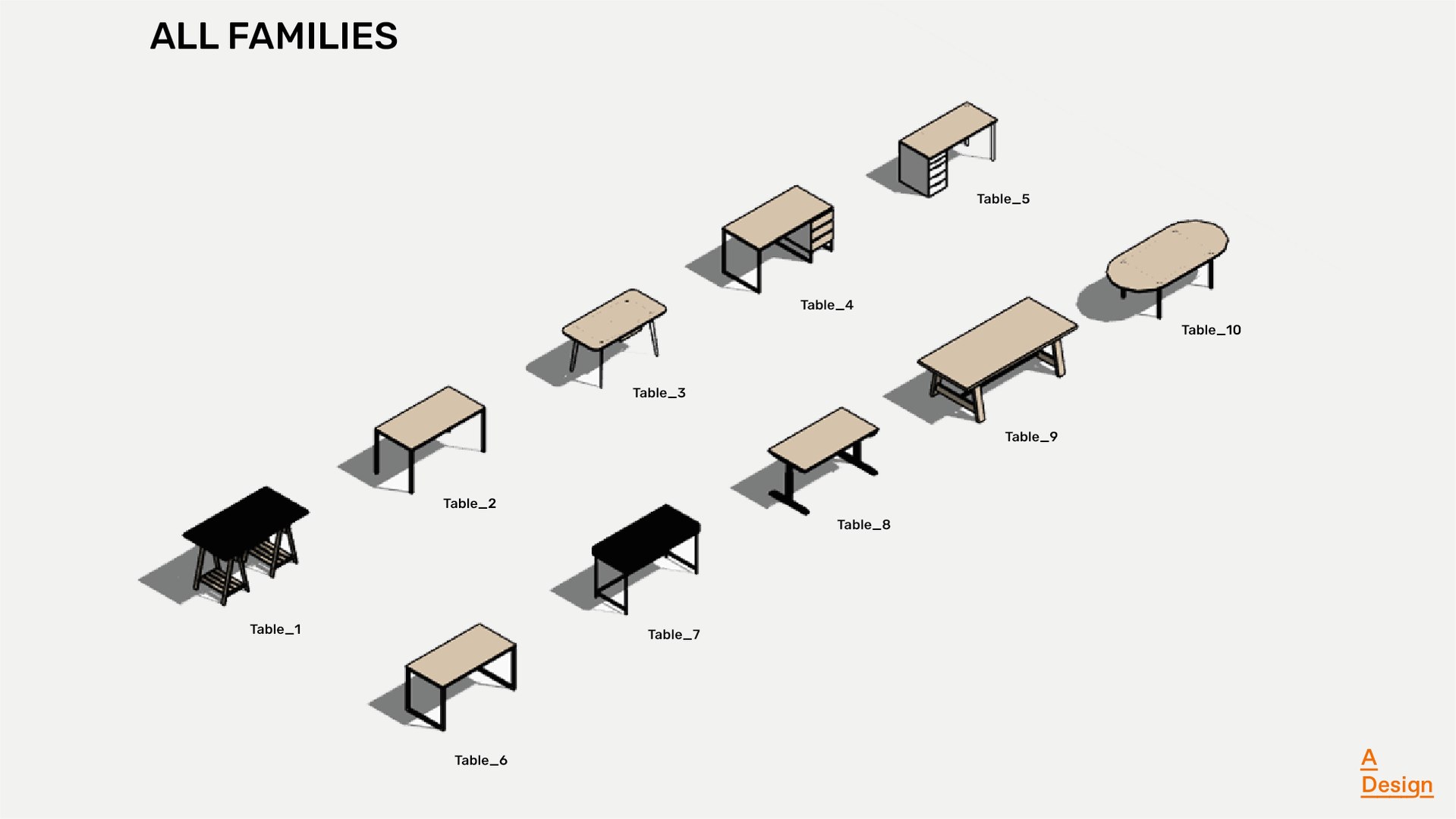 3D Model Tables - Pack Of Revit Families - TurboSquid 2151438