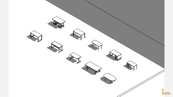 modelo 3d Mesas - Pack de familias revit - TurboSquid 2151438