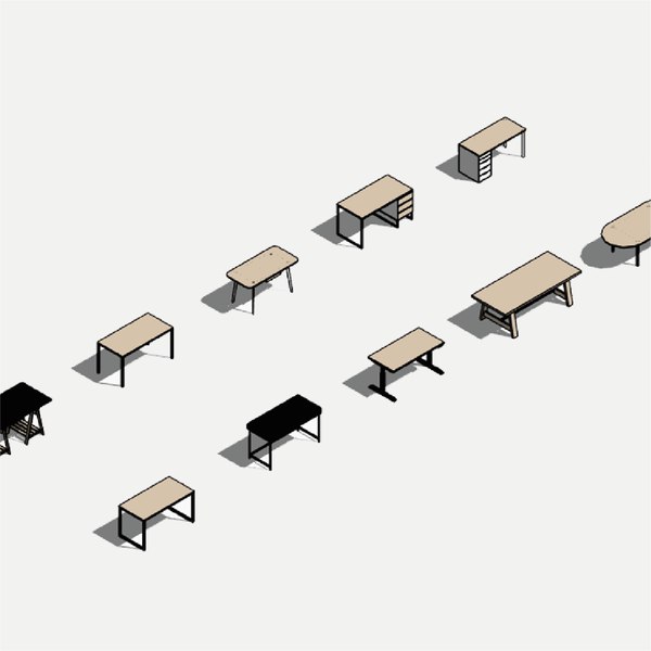 3D model Tables - Pack of revit families