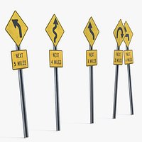 Road Warning Signs Set Game Ready