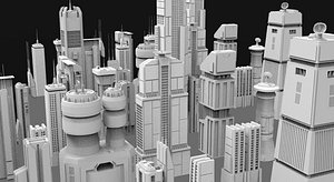 3D sci-fi skycrapers model