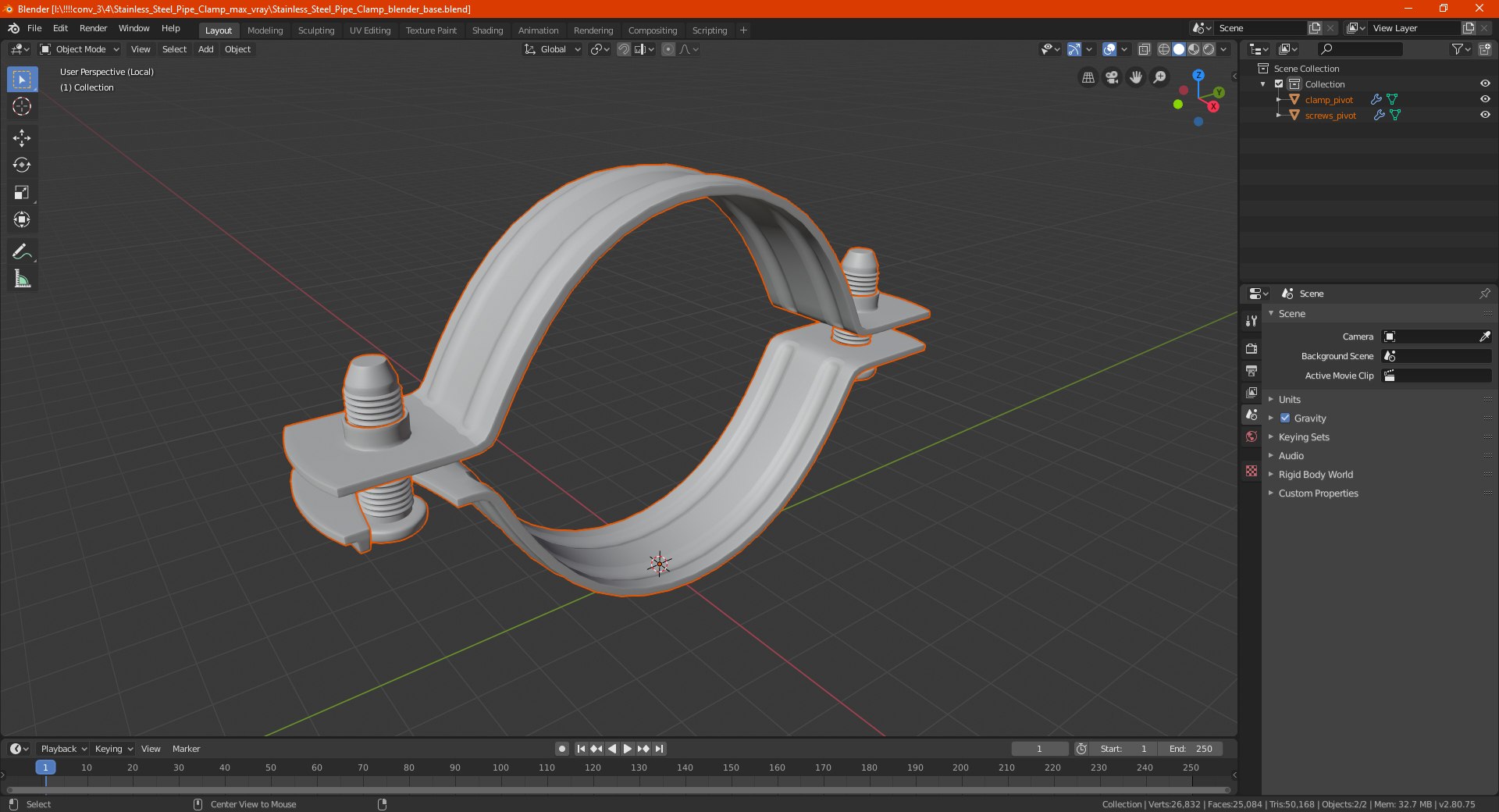 Stainless Steel Pipe Clamp 3D model TurboSquid 1785454