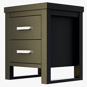 3D realistic black bedside table