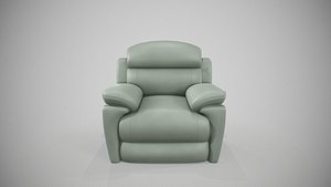 Sage Green Luxury Leather Recliner Sofa Single Seater 3D model