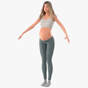 3D Young Pregnant Woman A Pose