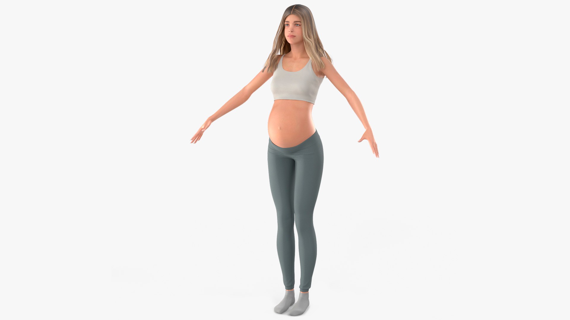 Young Pregnant Woman A Pose 3D model preview
