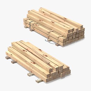 Stack of Wooden Beams PBR 3