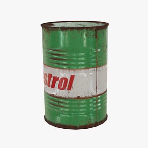Rusty Castrol Oil Drum 3D