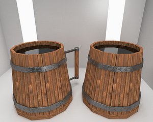 3D scandinavian mugs wood model