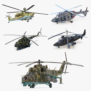 Rigged Russian Military Helicopters 3D Models Collection