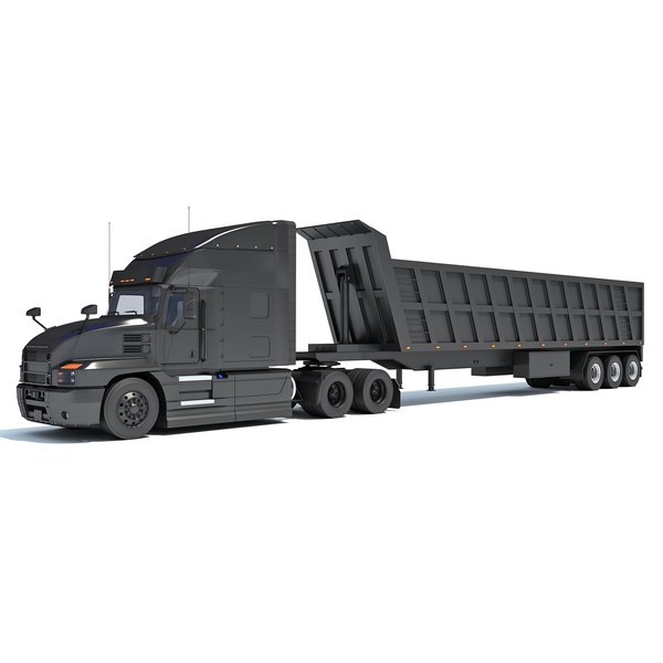 3D model Black Truck with Tipper Trailer