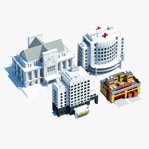3d public city building symbols model